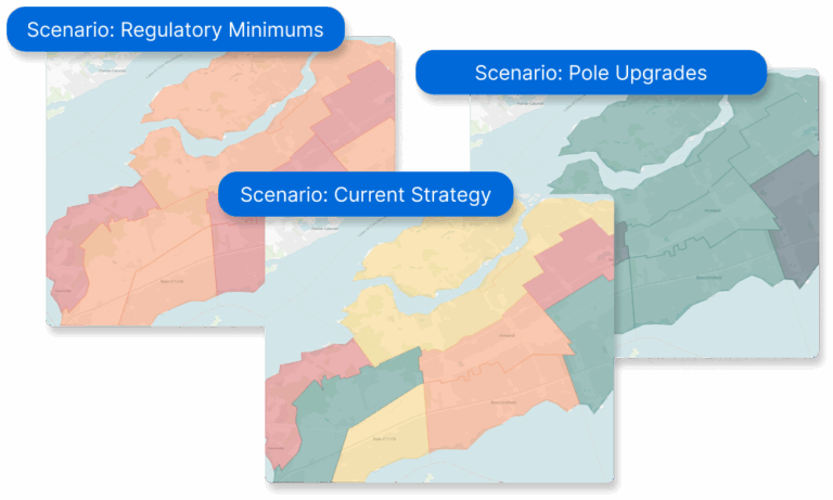 Sample interface showing how AIP solutions use wildfire data to plan resilient, risk-based investment strategies.
