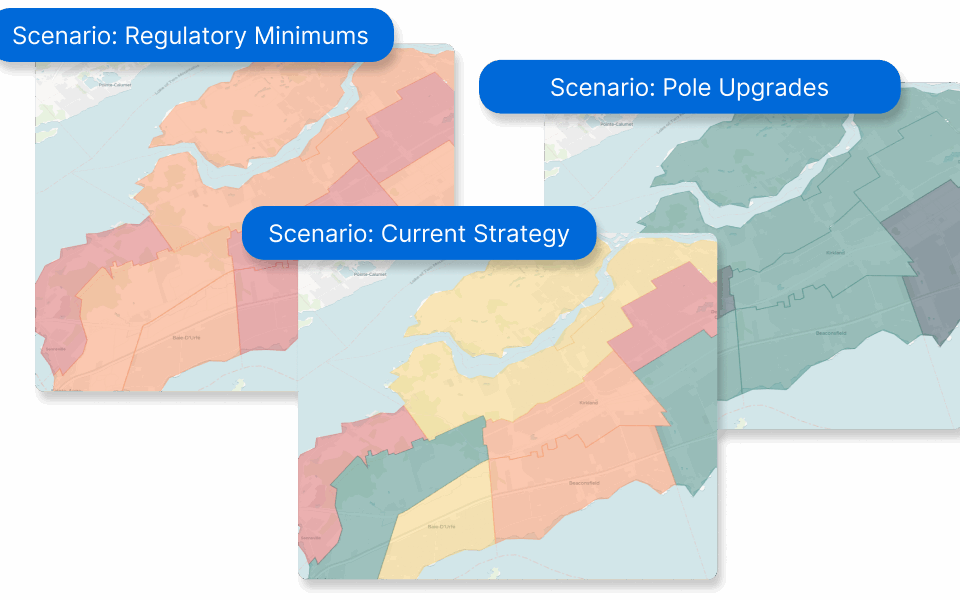Sample interface showing how AIP solutions use wildfire data to plan resilient, risk-based investment strategies.